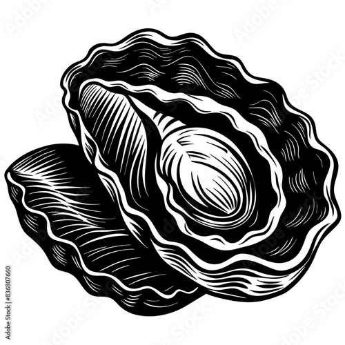 Black and White Illustrations of Sea Creatures and Fish, silhouette illustrations of various sea creatures in hand drawn style