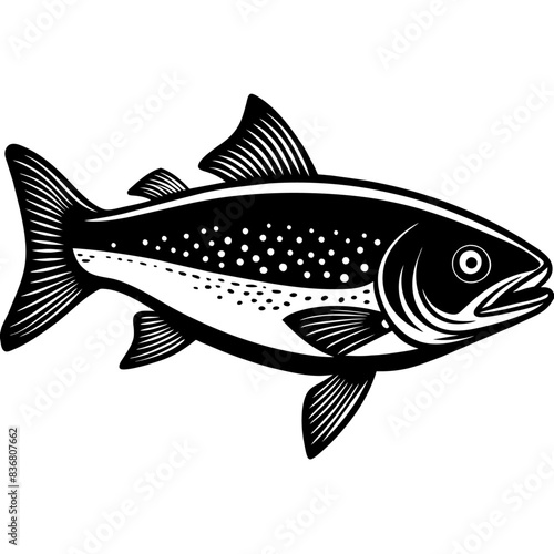 Black and White Illustrations of Sea Creatures and Fish, silhouette illustrations of various sea creatures in hand drawn style