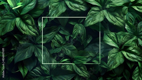 Giant yam leaves spread across the scene with a vector rectangle overlay prominently displayed.