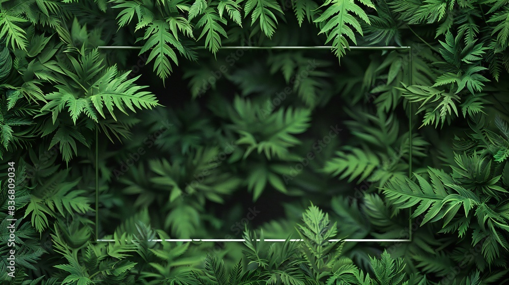 Nettle leaves forming a dense background with a rectangular vector frame on top. Nettle leaves forming a dense background with a rectangular vector frame on top.