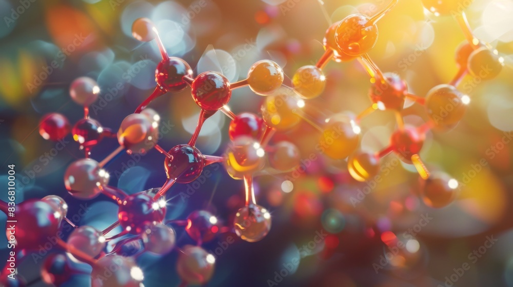 A colorful image of molecules with a bright orange and red hue A colorful image of molecules with a bright orange and red hue