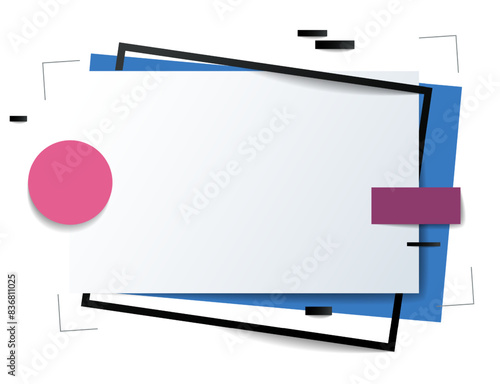 Frame with copy space for text design template, flyer, poster, card, banner, advertising layout, moderate colors and geometric shapes vector modern style paper cut 3d illustration.