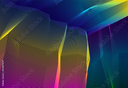 Vector illusive surreal art background for design like a hallucination drug trip surrealism, linear 3d trend. Fantastic psychedelic trendy modern op art, optical dimensional illusion.