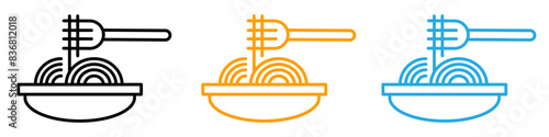 Spaghetti icon illustrating a bowl of pasta, ideal for Italian restaurants, culinary schools, and food blogs