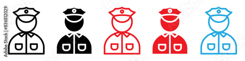Policeman icon depicting a uniformed officer, suitable for law enforcement, public safety, and community policing
