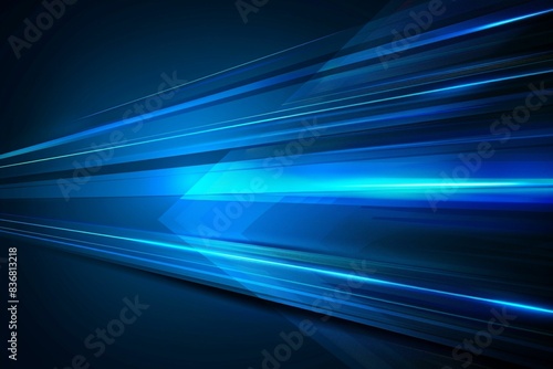 Vector Abstract, Science, Futuristic, Energy Technology Concept. Digital Image of Light Rays, Stripes Lines With Blue Light, Speed and Motion Blur Over Dark Blue Background.