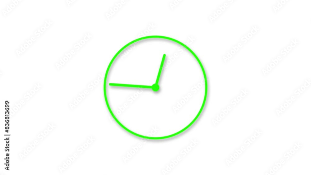 White color wall clock animation on black background. White color wall clock animation on black background.