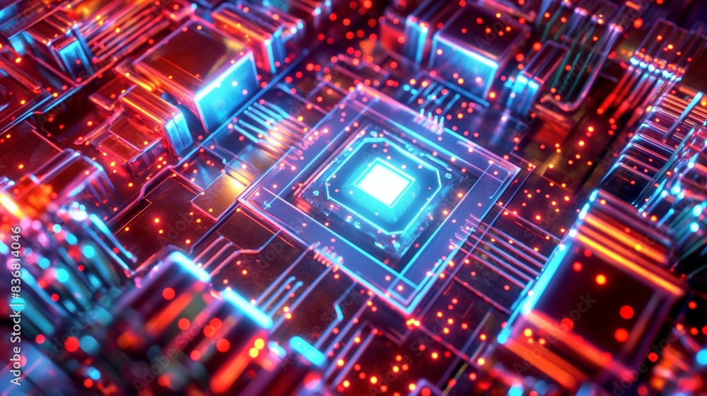 AI generated illustration of a computer core technology AI generated illustration of a computer core technology