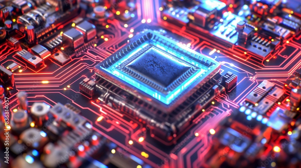 Obraz premium AI generated illustration of a computer core technology