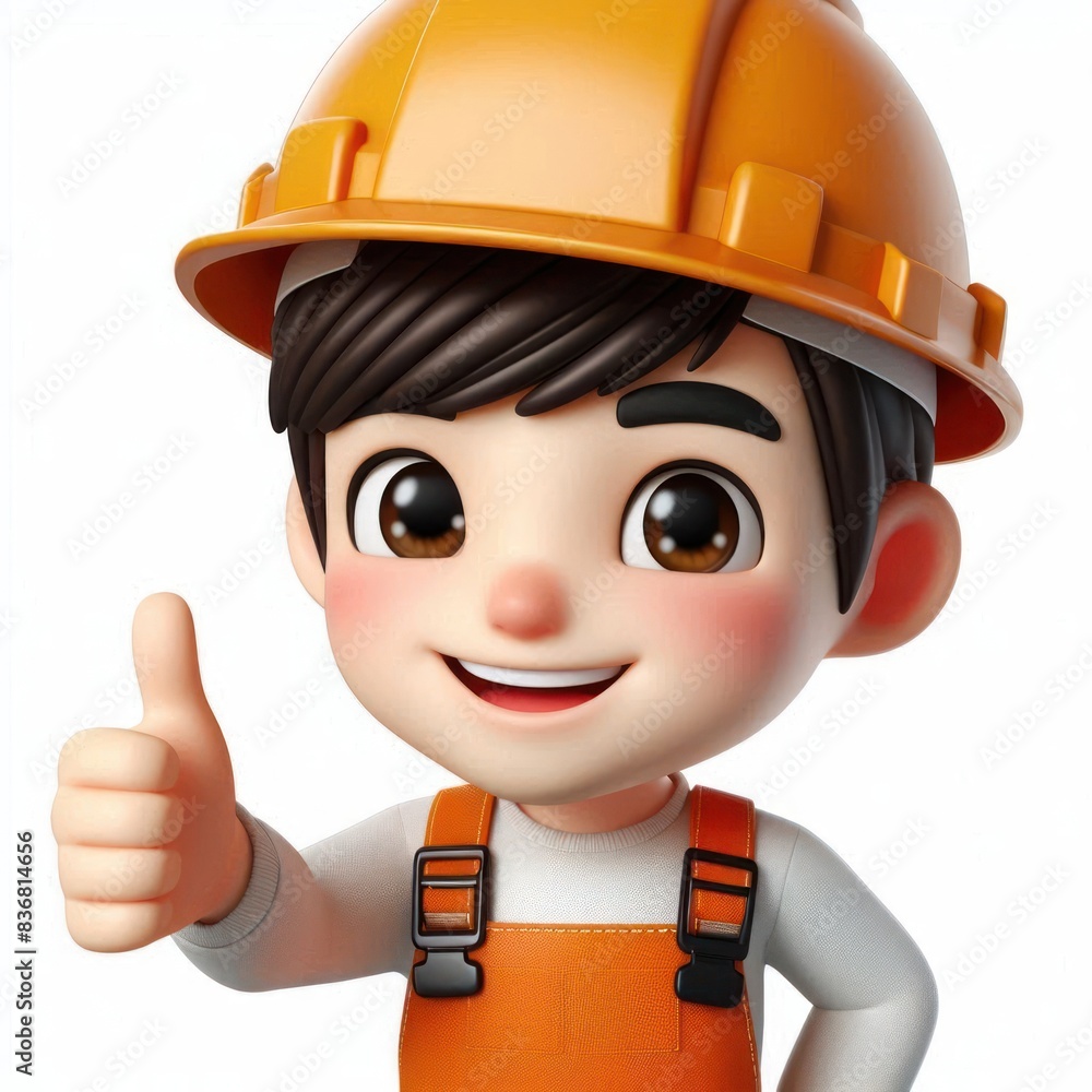 3D cartoon construction worker Isolated on white background 3D cartoon construction worker Isolated on white background