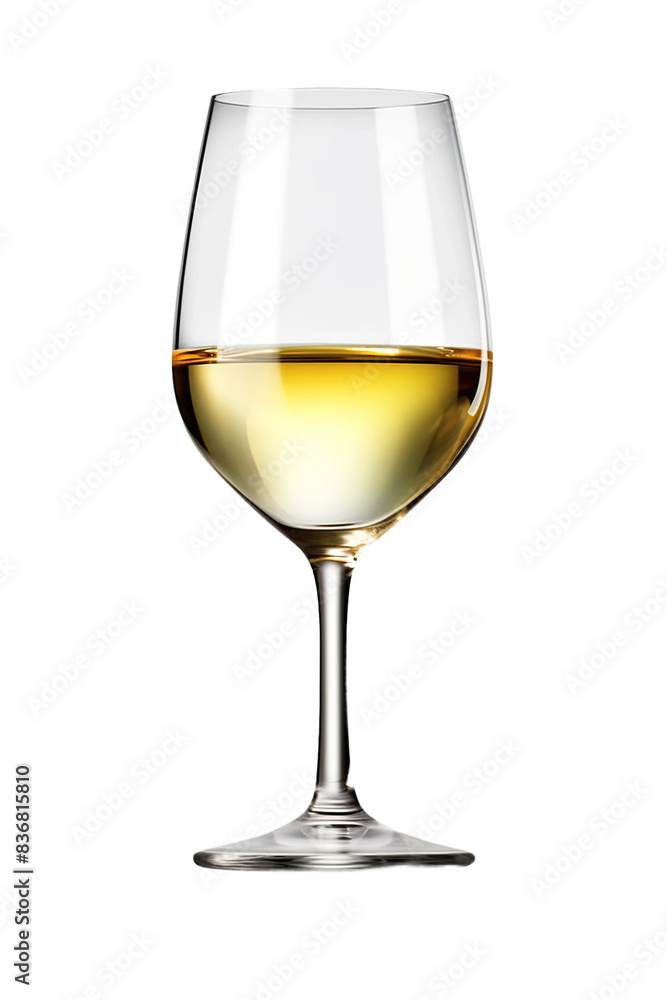 A glass of white wine isolated on white or transparent background. AI Generated. A glass of white wine isolated on white or transparent background. AI Generated.
