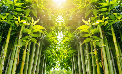 bamboo forest at sunset