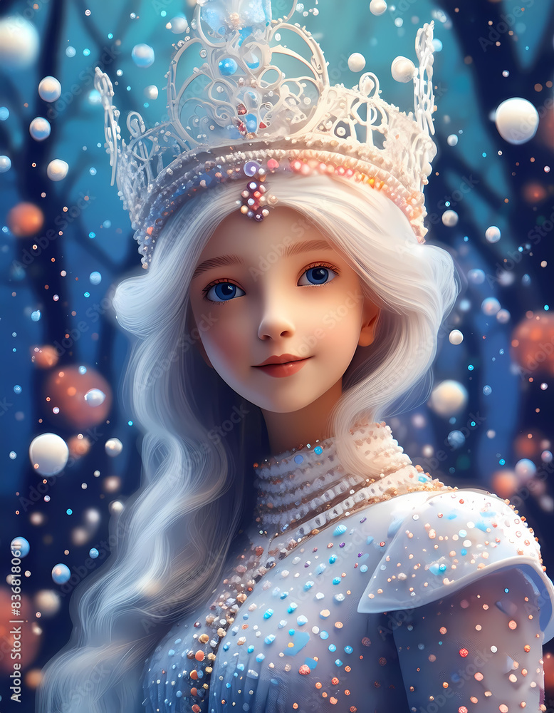 cute little girl with white princess on the background of forest cute little girl with white princess on the background of forest