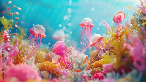 Dreamy Realistic 3D Miniature Scene: Beautiful Underwater World