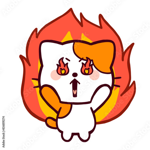 気合に満ち溢れているコミカルなネコ
