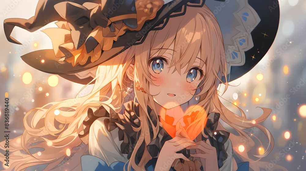 Cute halloween witch cartoon, hand drawn illustration. kawaii lofi ...