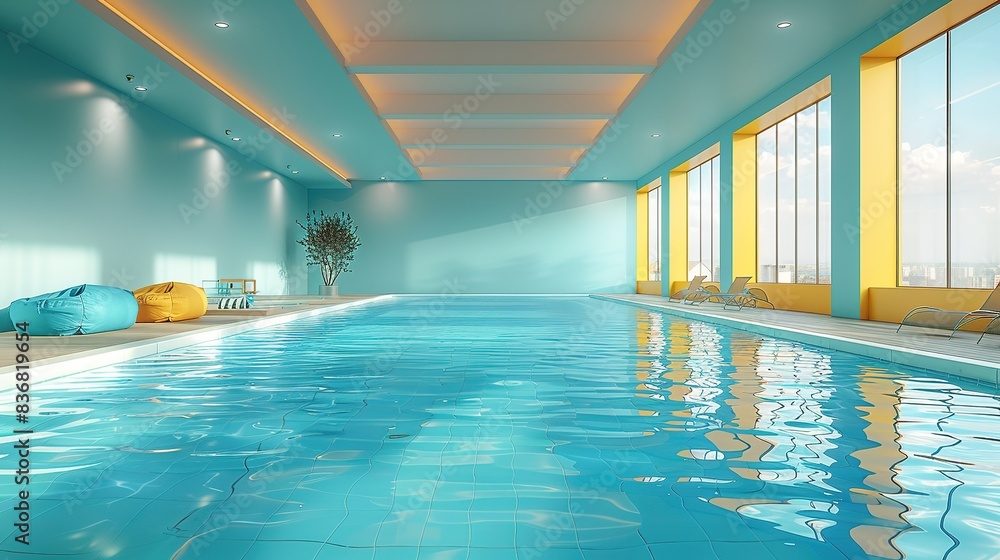 Fototapeta premium Beach Pool with Palm Trees