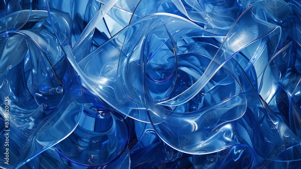 Naklejka premium Abstract Blue Glass Waves.