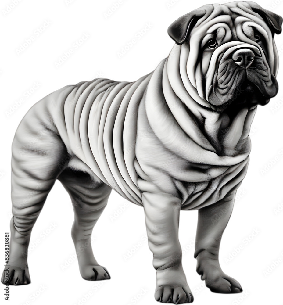 Sharpei dog, known for deep wrinkles and blue-black tongue. Sharpei dog, known for deep wrinkles and blue-black tongue.