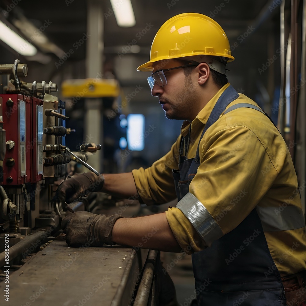 worker operating a machine worker operating a machine