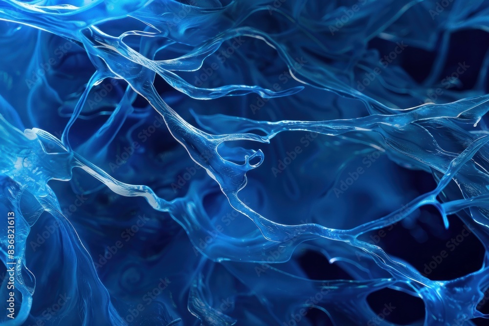 Obraz premium Ethereal blue abstract network with futuristic technology and modern design, creating a vibrant and colorful digital backdrop pattern for communication and internet connectivity