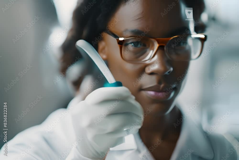 Woman in Medical Research Laboratory, Female Scientist, Scientific Lab, Biotechnology, Microbiology Development, Copy Space, Blurred Background, Generative AI Illustration Woman in Medical Research Laboratory, Female Scientist, Scientific Lab, Biotechnology, Microbiology Development, Copy Space, Blurred Background, Generative AI Illustration