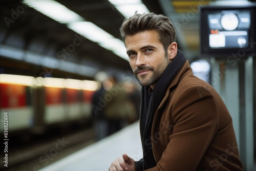 smiling businessman waiting at subway station © alisaaa