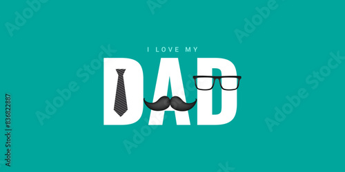 Father's Day Calligraphy greeting card vector illustration, design element for poster, banner template, and flyer. Promotion and shopping template for love DAD, Educational teacher background concept