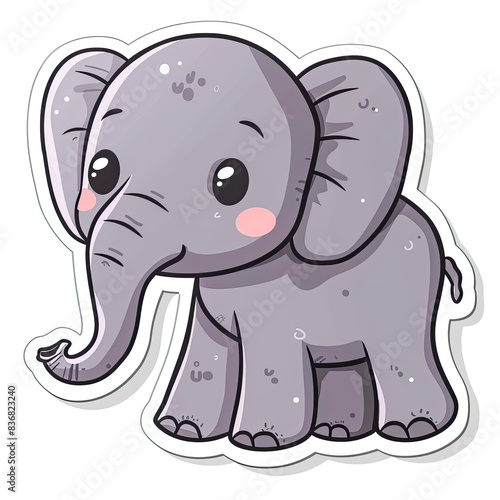 Cute Cartoon Elephant With Big Eyes Sticker generated with AI