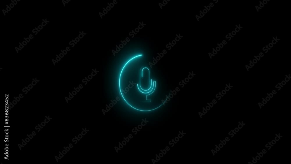 Voice recording podcast microphone icon animation. Neon Voice recording podcast mic microphone button icon animation. Voice recording podcast microphone icon animation. Neon Voice recording podcast mic microphone button icon animation.