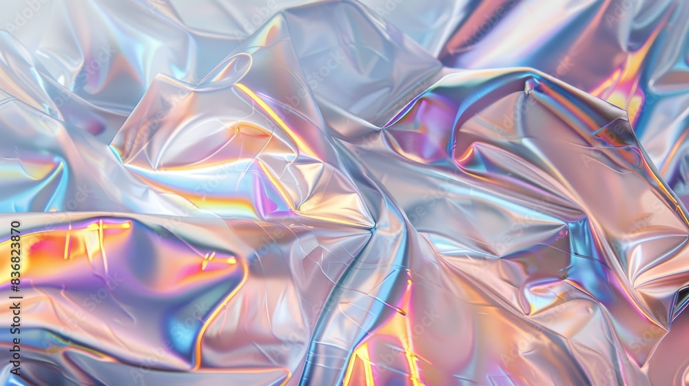 Abstract Iridescent Metallic Wrinkled Surface with Holographic Reflections Abstract Iridescent Metallic Wrinkled Surface with Holographic Reflections