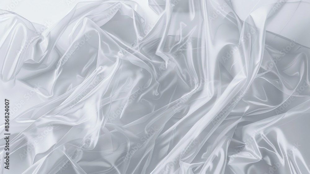 Obraz premium Abstract White Translucent Fabric Background. Soft Flowing Silk Texture for Modern Design