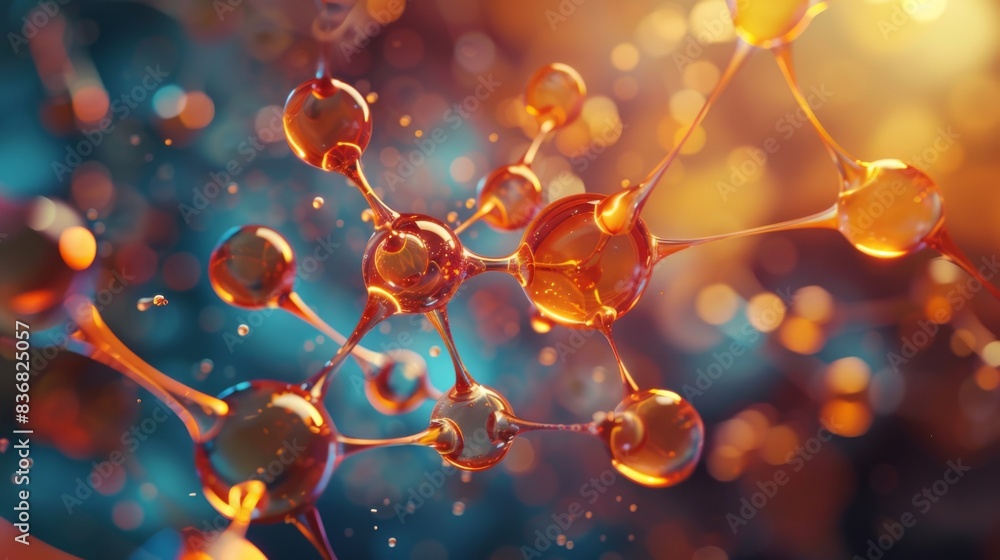 A close up of a cluster of orange spheres with a blue background A close up of a cluster of orange spheres with a blue background