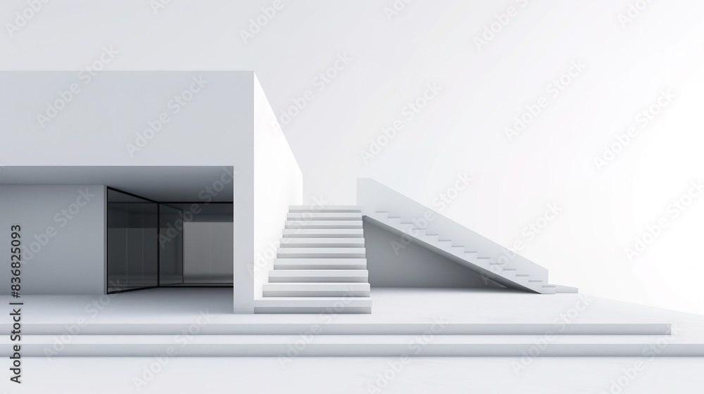Minimalist abstract architecture with simple geometric forms and a clean white background Minimalist abstract architecture with simple geometric forms and a clean white background