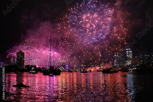 Photography fireworks over the water