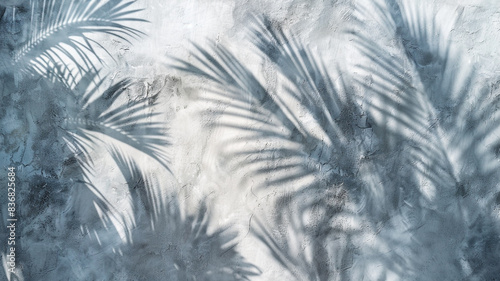 Abstract background with palm shadows on concrete wall