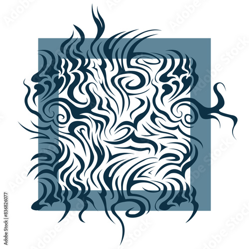 vector hand-drawn illustration in an abstract style in dark blue tones, to decorate your designs and interiors