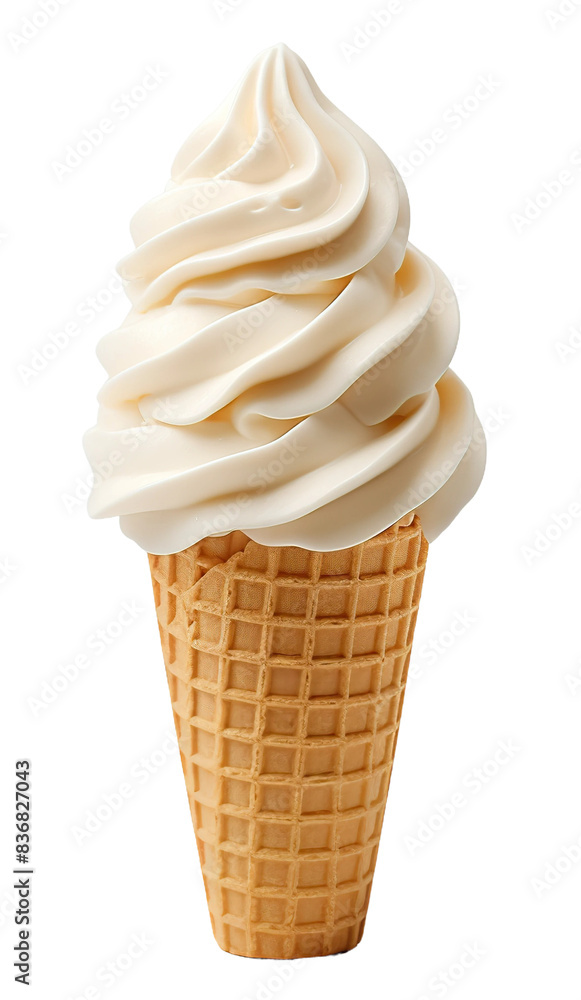 An ice cream cone isolated on white or transparent background. AI Generated. An ice cream cone isolated on white or transparent background. AI Generated.