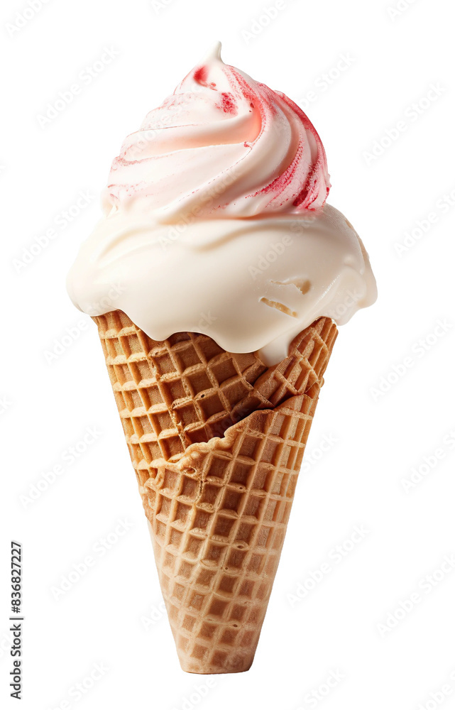 An ice cream cone isolated on white or transparent background. AI Generated. An ice cream cone isolated on white or transparent background. AI Generated.
