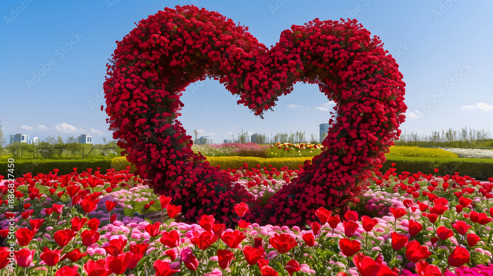Fototapeta premium heart shaped flower garden