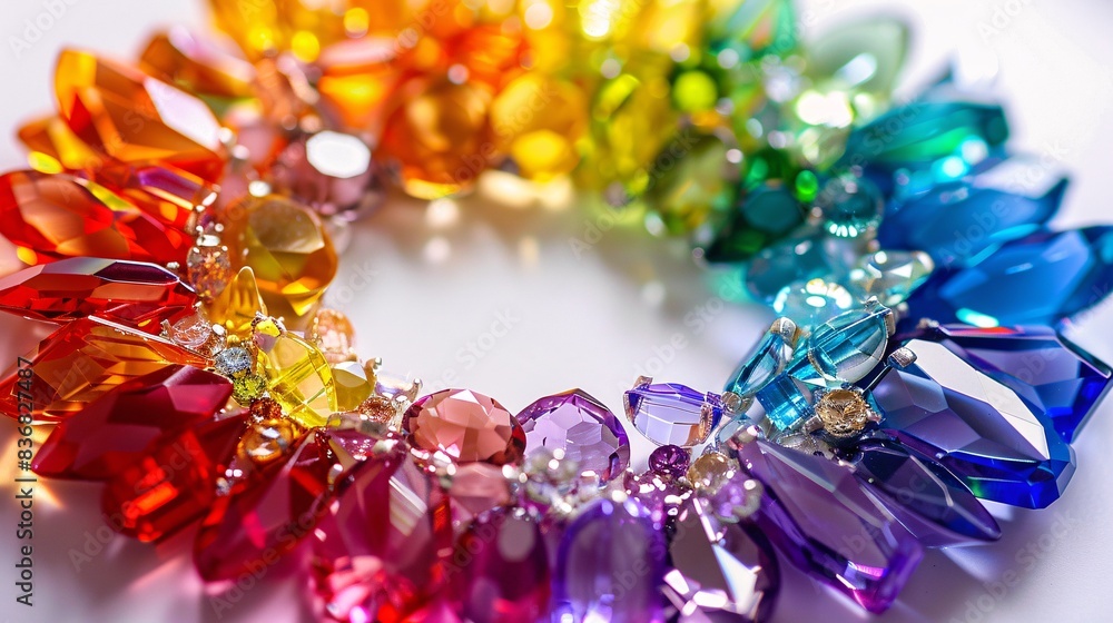 An artistic shot of rainbow-colored gemstones arranged in a circular pattern, symbolizing beauty and LGBTQ+ diversity An artistic shot of rainbow-colored gemstones arranged in a circular pattern, symbolizing beauty and LGBTQ+ diversity