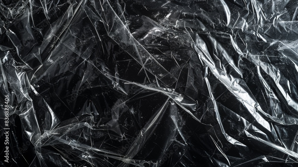 Abstract Crinkled Plastic Texture Background with Dark Highlights and Reflections Abstract Crinkled Plastic Texture Background with Dark Highlights and Reflections