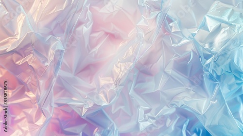 Crinkled Iridescent Plastic Texture with Pastel Hues and Abstract Patterns photo