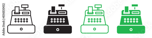 Cash register icon depicting sales transactions, ideal for retail environments and business accounting