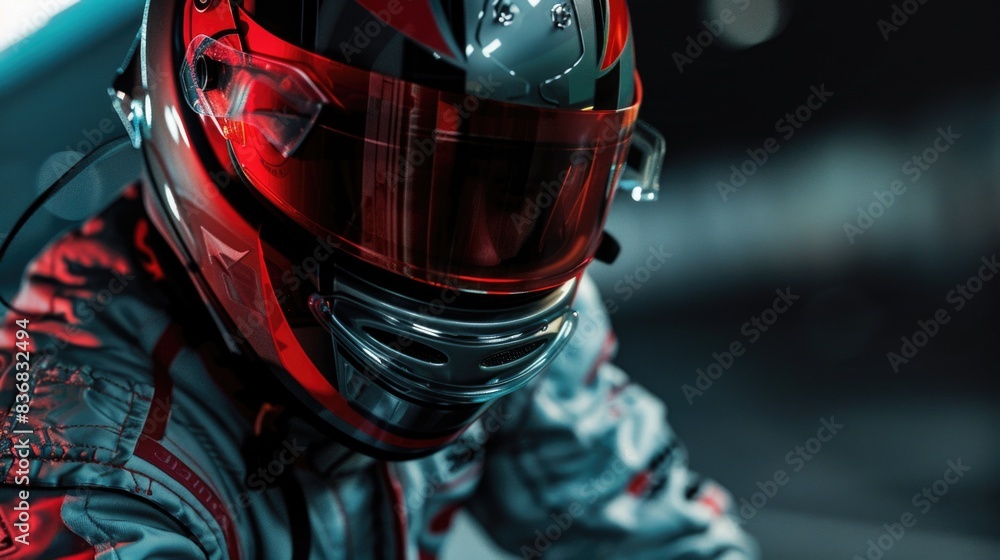 Fototapeta premium Motorcyclist with Helmet