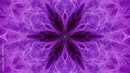 Hypnotic lilac purple flame flower in continuum with captivating core and evolving fractal detail looping.