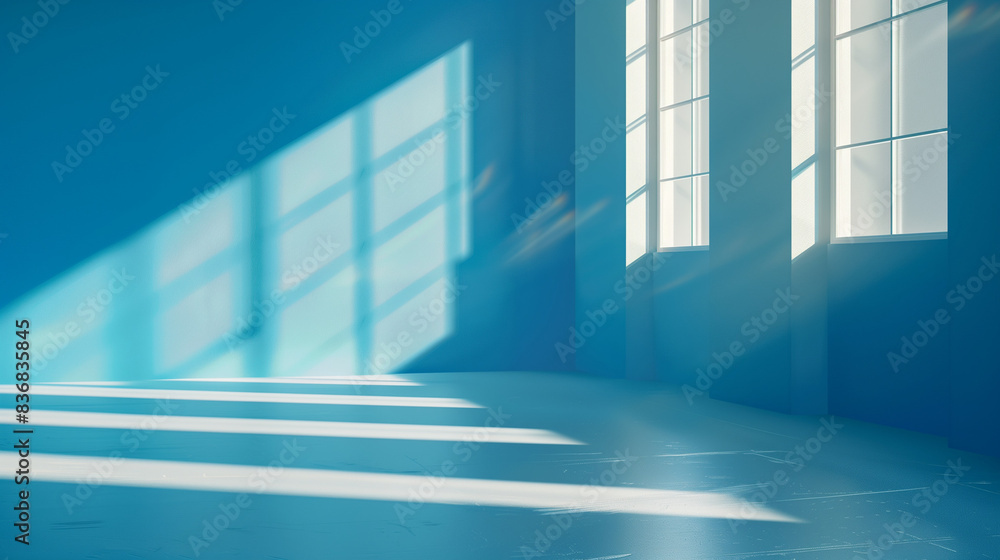 Obraz premium abstract architecture background blut room with light shining through the window 