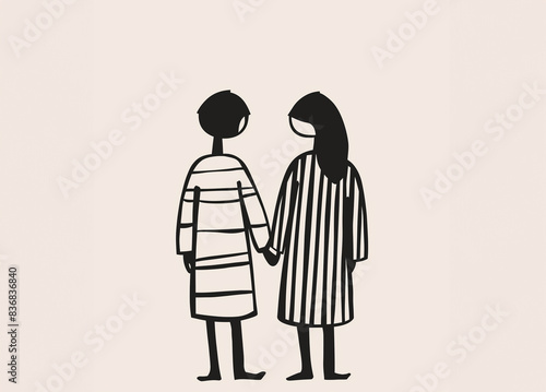 drawing asian family line art