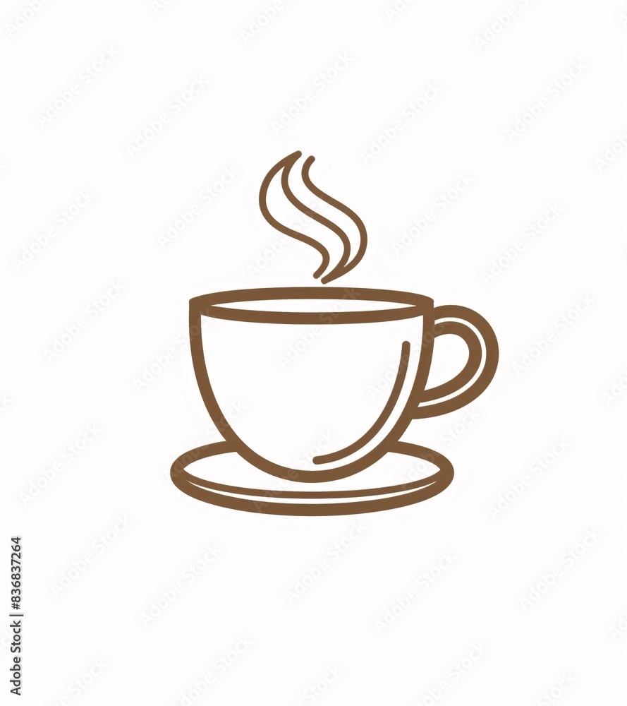 Minimalist Coffee Cup Vector Logo in Brown Line Art Style on White Background Minimalist Coffee Cup Vector Logo in Brown Line Art Style on White Background