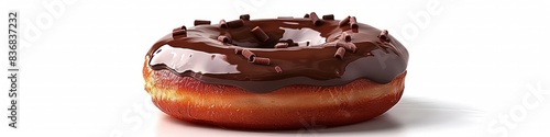 Chocolate Donut on White Isolated Background photo